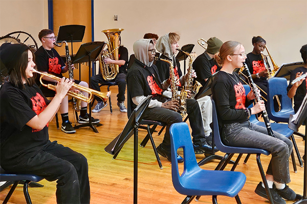 Middle school students perform during the band concert